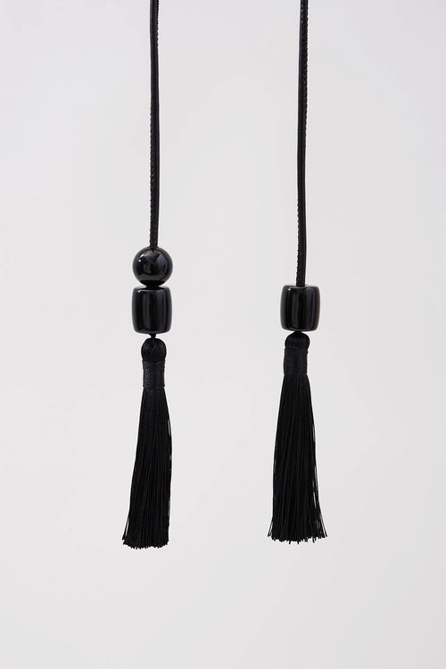 tassel lariat necklace / black