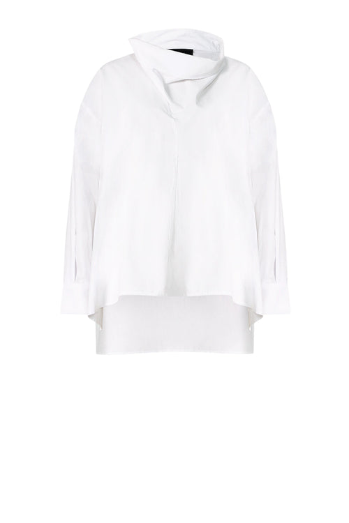 funnelled overshirt / white