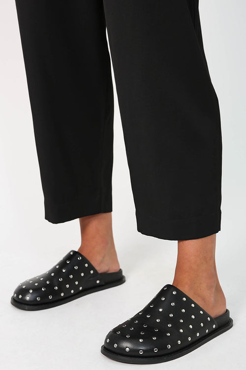 stud loafer mule / black