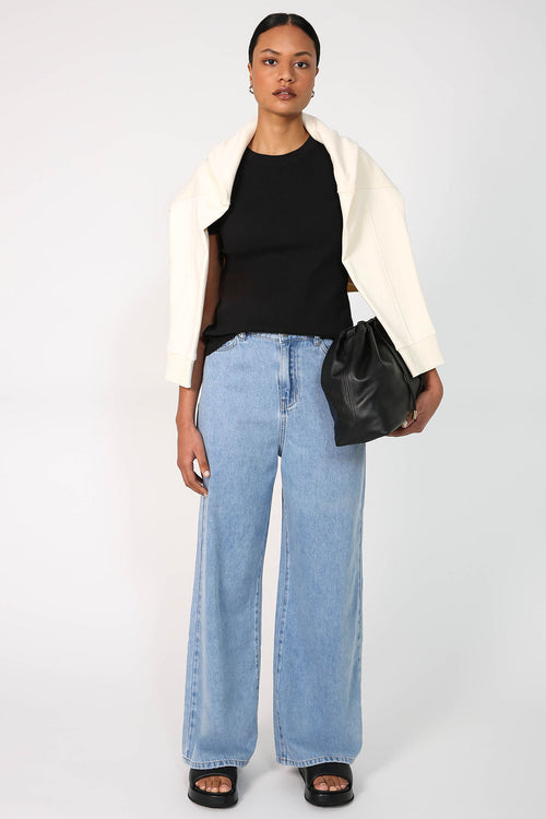 modest rib cap tee / black