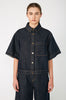 boxed denim jacket / indigo blue denim