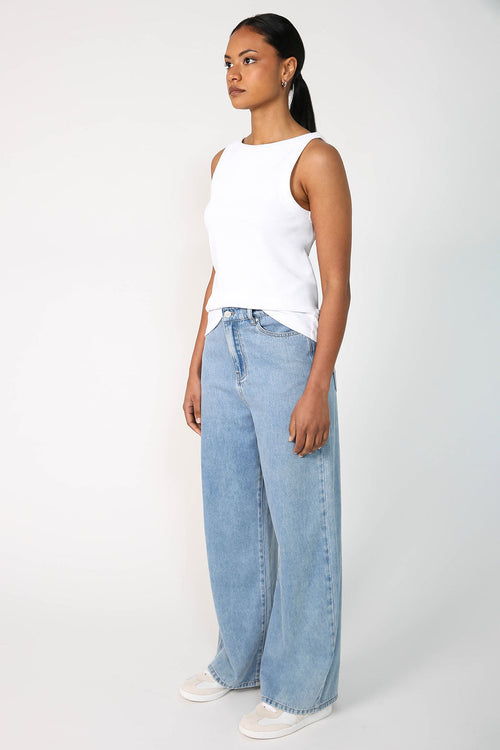 glowed jean / washed indigo blue