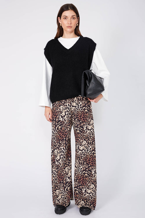 frame bias pant / ochre| black| cream cheetah print