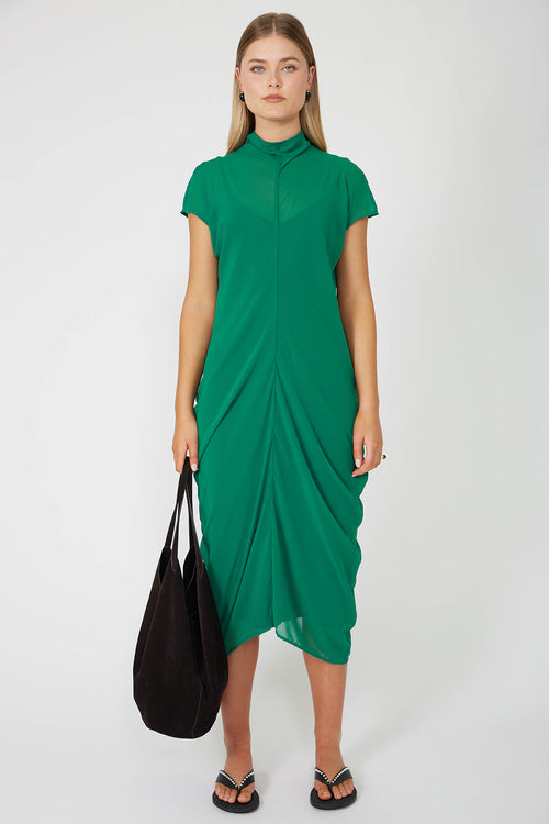 cove cap sleeve dress / emerald green