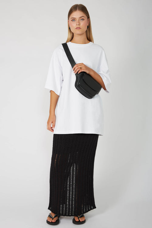laddered maxi skirt / black