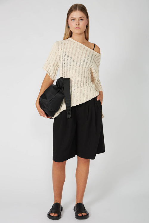 laddered tee sweater / ecru natural