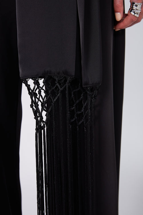 macrame fringe sash / black