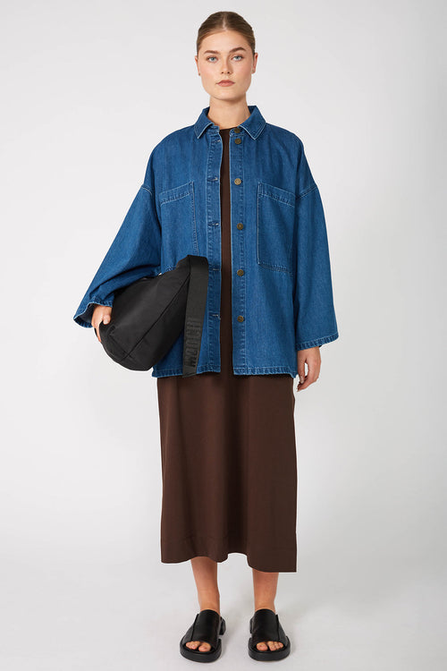 direction midi dress / chocolate brown