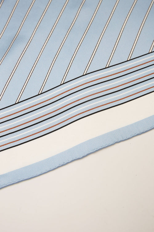 stripe moochi scarf / blue|tan stripe