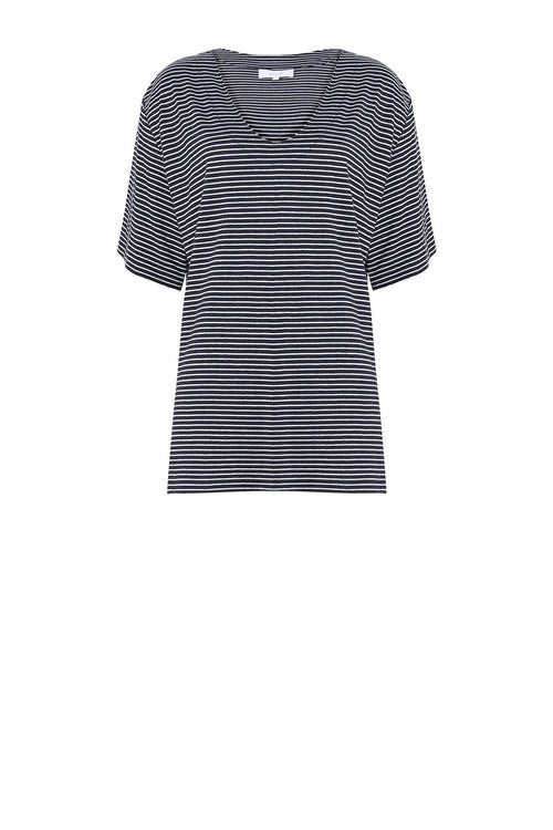 skill tee / navy|white stripe