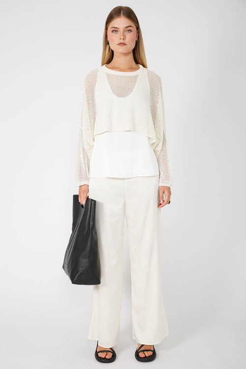 frame pant / cream flower jacquard