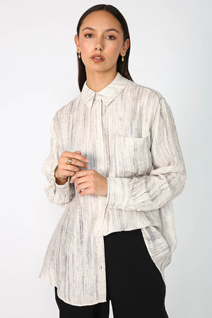 adapt contrast shirt / ivory marle