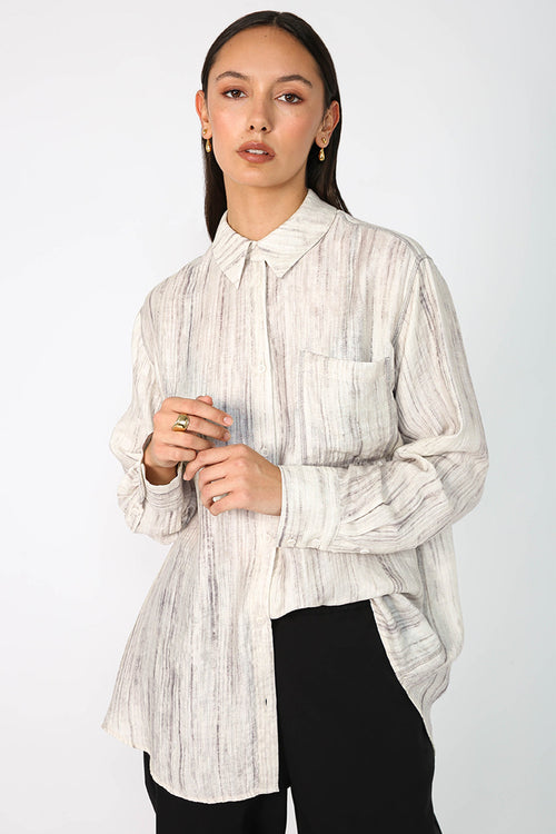 adapt contrast shirt / ivory marle