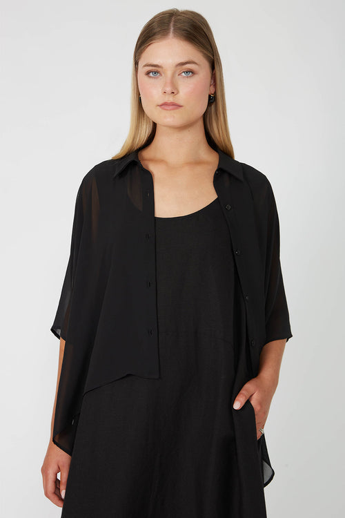 cape shirt / black