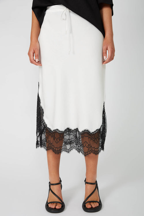 cut frame skirt / ivory|black
