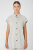 turning vest shacket / ecru|black pinstripe