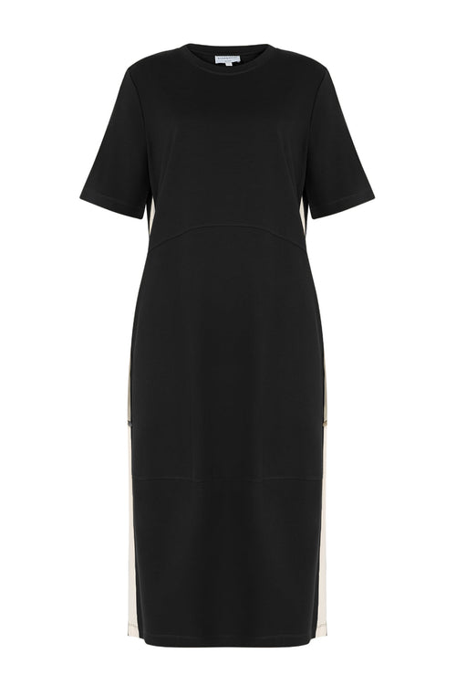 gains short sleeve spin dress / black|white