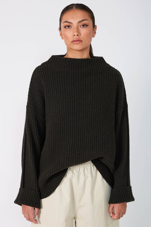 forgo rib sweater / olive marle