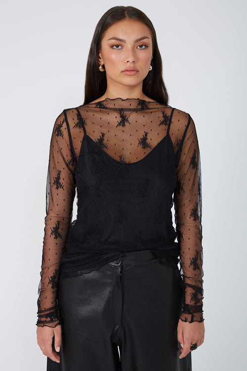 lace mesh boat skin / black