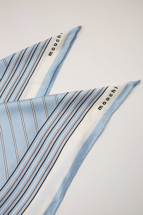 stripe moochi scarf / blue|tan stripe