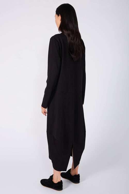spin long sleeve ponte dress / black|black