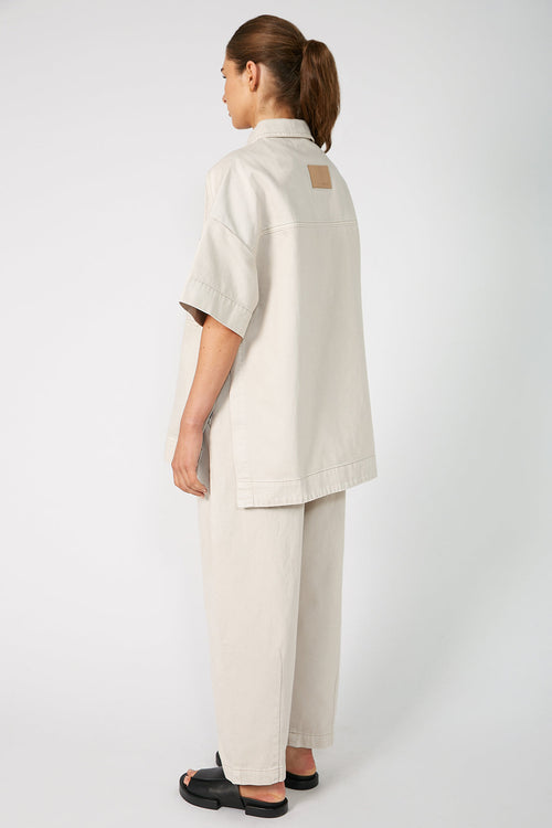tabard short sleeve shacket / pink chalk