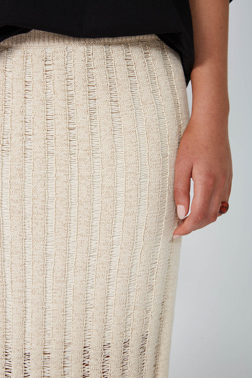 laddered maxi skirt / ecru natural