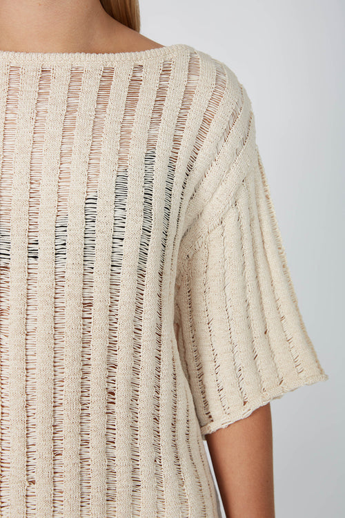 laddered tee sweater / ecru natural