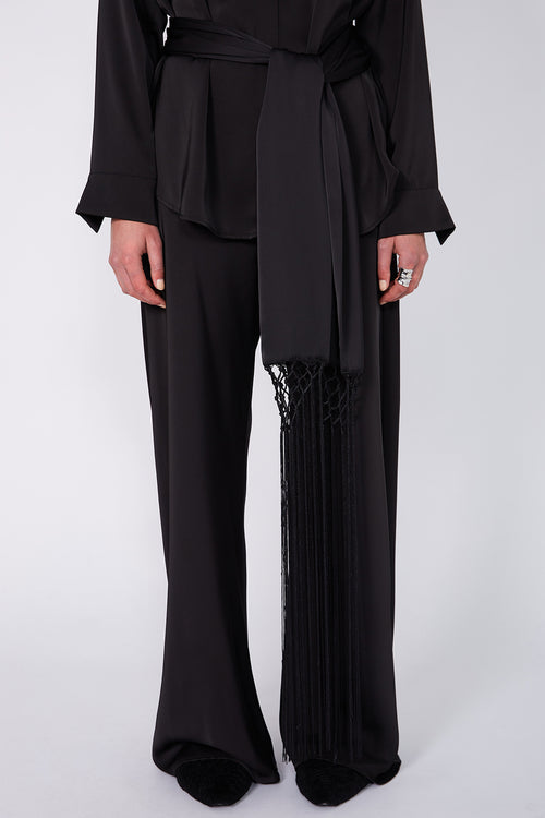 macrame fringe sash / black