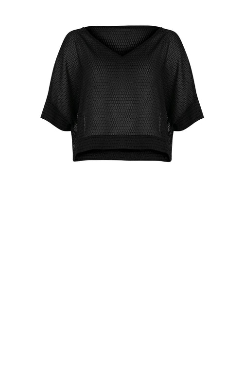 v neck followed crop / black