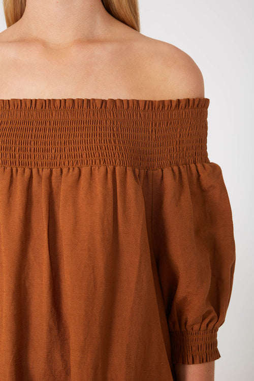 gale dress / brass brown