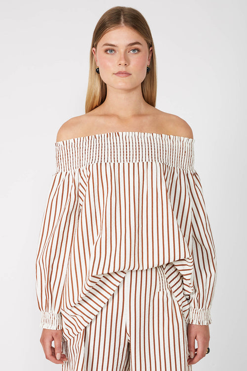 gale top / cream|brass stripe