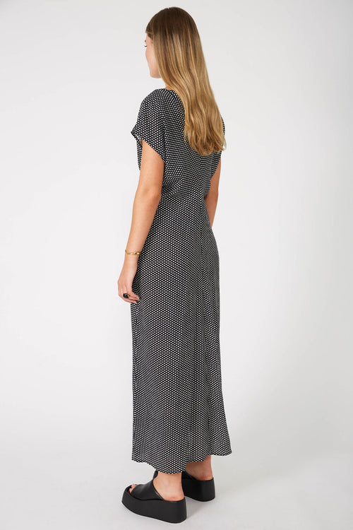 pierce midi dress / black|ivory polka dot