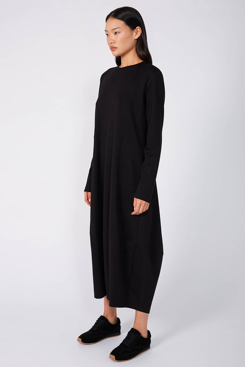 spin long sleeve ponte dress / black|black