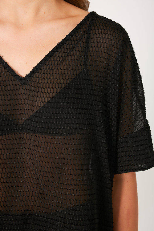 v neck followed crop / black