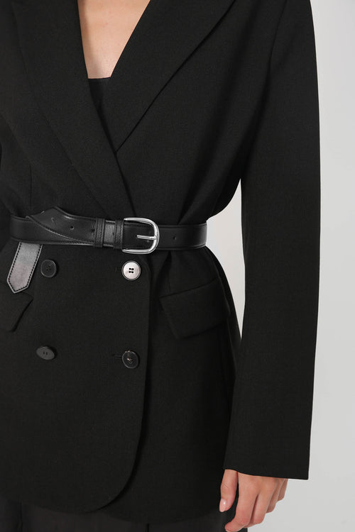 mannish belt / black|silver