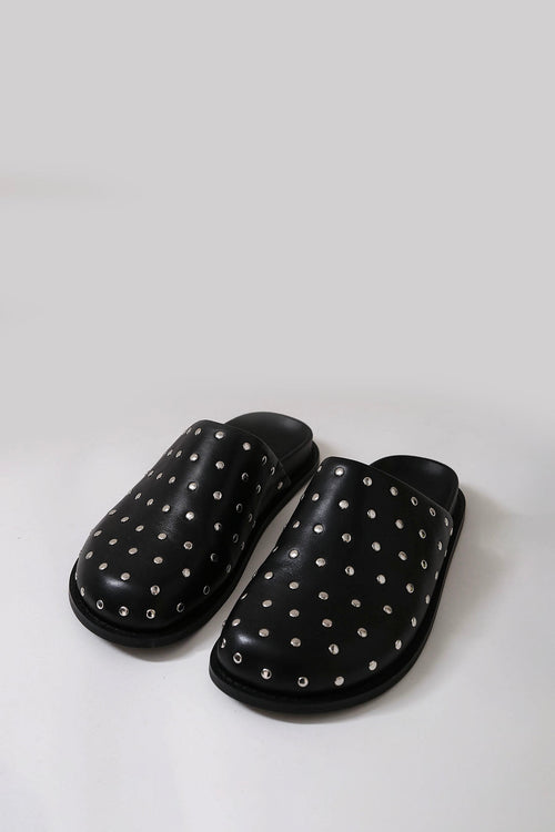 stud loafer mule / black