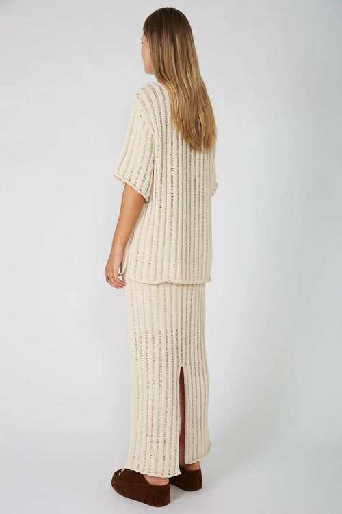 laddered tee sweater / ecru natural