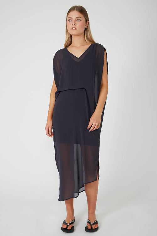 fold maxi dress / bullet grey