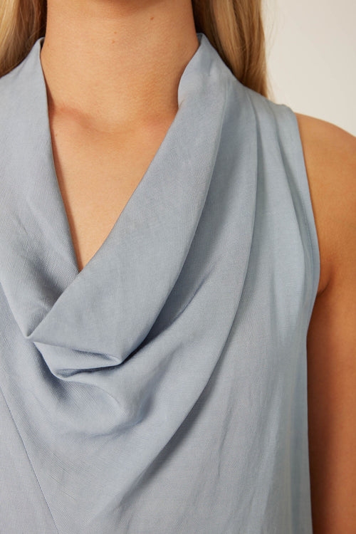 funnelled dress / smokey blue