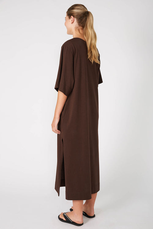direction midi dress / chocolate brown
