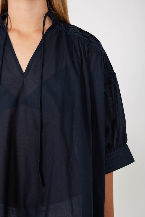 bevelled short sleeve top / dark navy