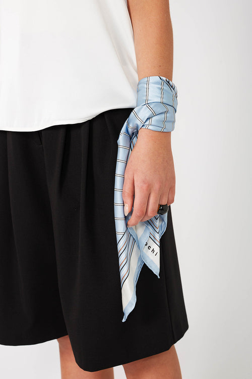 stripe moochi scarf / blue|tan stripe