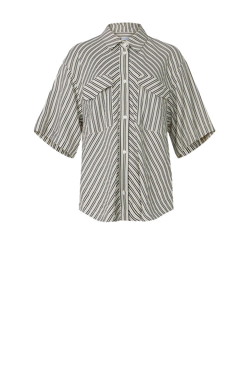 darby shirt / ecru|black stripe