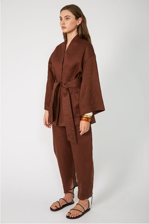 reward tie jacket / copper chocolate