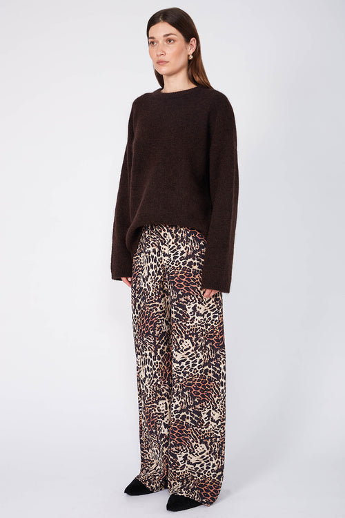 frame bias pant / ochre| black| cream cheetah print