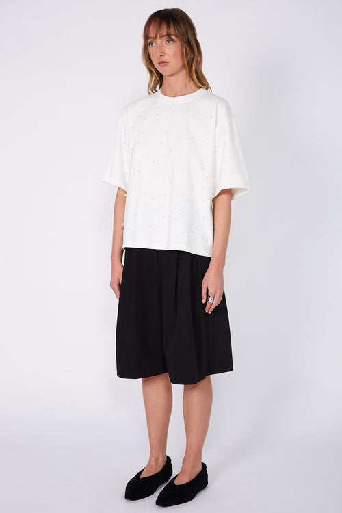 ornamental short sleeve top / ivory