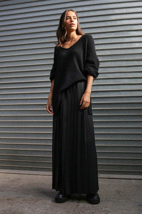 pleating skirt / black