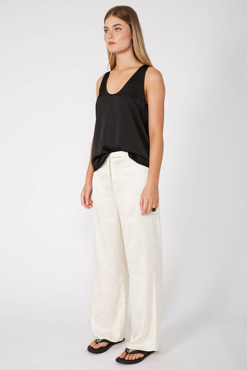 frame pant / cream flower jacquard