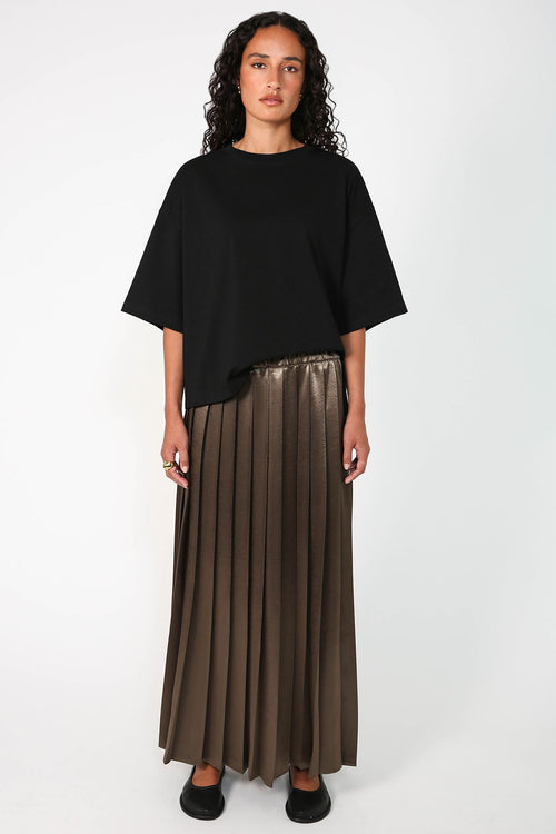 pleating skirt / cedar brown
